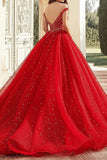 Abito da ballo rosso Off the Spalla Tulle Applique Quinceanera Dress