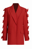 Red Peak Lapel Donne Prom Blazer con Fiocco