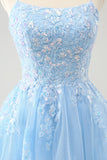 Carino Glitter Lilla Una Linea Paillettes Corto Lace Up Back Abito Da Cocktail con Appliques