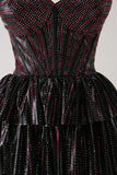 Scintillante nero rosa Sweetheart Tiered Abiti Da Laurea con perline