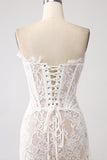 Classy Lace Bianco Abito Corto Di Laurea Con Lacci Indietro