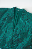 Glitter verde paillettes con risvolto dentellato abiti da donna con cintura