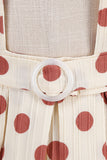 Albicocca Pois A Line Straps Abito Vintage Complessivo