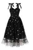 Nero Pin Up 1950s Vintage Dress con Stelle