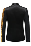 Blazer da uomo con bavero dentellato, paillettes nere scintillanti