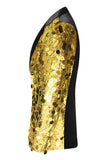 Blazer da uomo con bavero dentellato, paillettes nere scintillanti