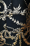 Blazer da uomo in jacquard con revers dentellati dorati neri