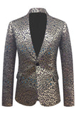 Blazer da uomo con risvolto a scialle jacquard dorato
