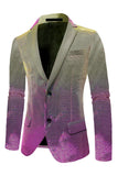 Viola Giallo Dentched Lapel Blazer da ballo da uomo