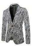 Blazer da uomo con risvolto dentellante stampato in bianco e nero