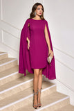 Grape Bodycon Midi Cocktail Party Dress con maniche a mantella