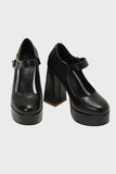 Scarpe Mary Jean con tacco a blocco in pelle PU nera