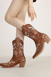 Stivaletti da cowgirl con tacco Chuncky ricamato nero
