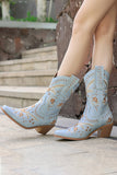 Stivaletti da cowgirl con tacco Chuncky ricamato nero