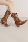 Stivaletti da cowgirl con tacco Chuncky ricamato nero