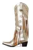 Stivali da donna con frange in rilievo nere a punta Chunky Hell Boots