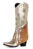 Stivali da donna con frange in rilievo nere a punta Chunky Hell Boots