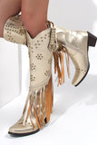 Stivali da donna con frange in rilievo nere a punta Chunky Hell Boots