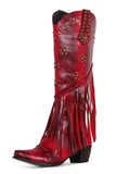 Stivali da donna con frange in rilievo nere a punta Chunky Hell Boots