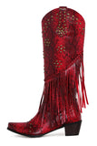 Stivali da donna con frange in rilievo nere a punta Chunky Hell Boots