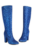 Stivali da cowgirl con tacco alto blu scintillante