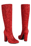 Stivali da cowgirl con tacco alto blu scintillante
