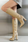 Stivali da cowgirl con tacco alto blu scintillante