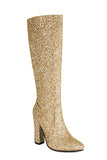 Stivali da cowgirl con tacco alto blu scintillante
