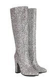 Stivali da cowgirl con tacco alto blu scintillante