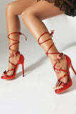 Scarpe da donna con cinturino metallico dorato Stilletos tacchi scarpe con farfalla
