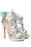Scarpe da donna con cinturino metallico dorato Stilletos tacchi scarpe con farfalla