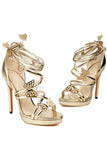 Scarpe da donna con cinturino metallico dorato Stilletos tacchi scarpe con farfalla