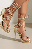Scarpe da donna con cinturino metallico dorato Stilletos tacchi scarpe con farfalla