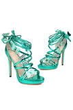 Scarpe da donna con cinturino metallico dorato Stilletos tacchi scarpe con farfalla