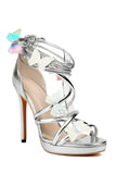 Scarpe da donna con cinturino metallico dorato Stilletos tacchi scarpe con farfalla
