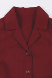 Semplice Borgogna risvolto collo Vintage 1950s Dress