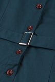 Semplice Borgogna risvolto collo Vintage 1950s Dress