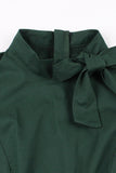 Abito Stand Collar Verde Scuro Vintage 1950s