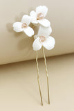 Elegante Bianco In Ceramica Petalo Di Fiore Pins Da Sposa Per Capelli