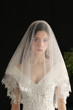 Elegante Velo da sposa in pizzo floreale bianco