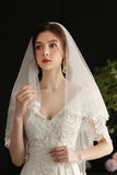 Elegante Velo da sposa in pizzo floreale bianco