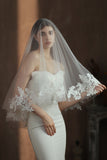 Velo da sposa classico bianco a due livelli