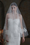 Bianco Classico Floreale Velo Da Sposa In Tulle