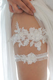 Set giarrettiera in pizzo da sposa con ricamo