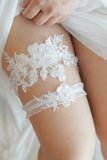 Set giarrettiera in pizzo da sposa con ricamo