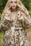 Maxi cappotto in shearling leopardato con cintura