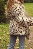 Maxi cappotto in shearling leopardato con cintura