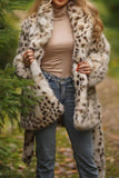 Maxi cappotto in shearling leopardato con cintura