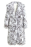 Cappotto lungo da donna con motivo leopardato bianco nero