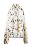 Cappotto di pelliccia sintetica invernale da donna leopardato bianco